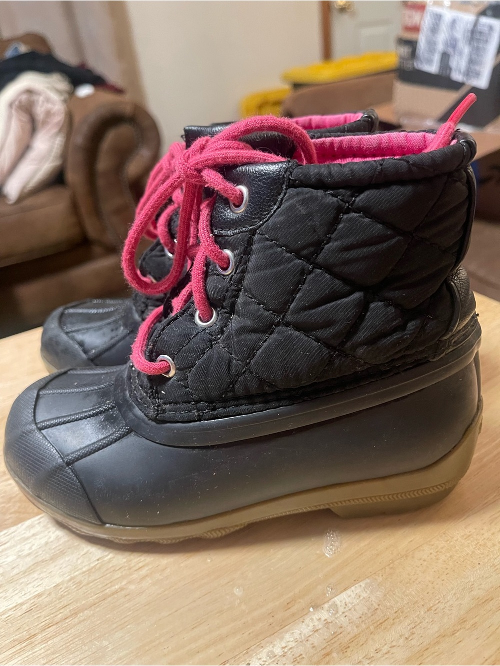 Sperry girls Port rain/snow Boots Size US 11M pink and black